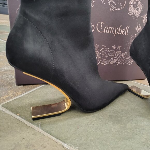 Jeffrey Campbell Stretch Bootie with gold heel - Picture 2 of 10